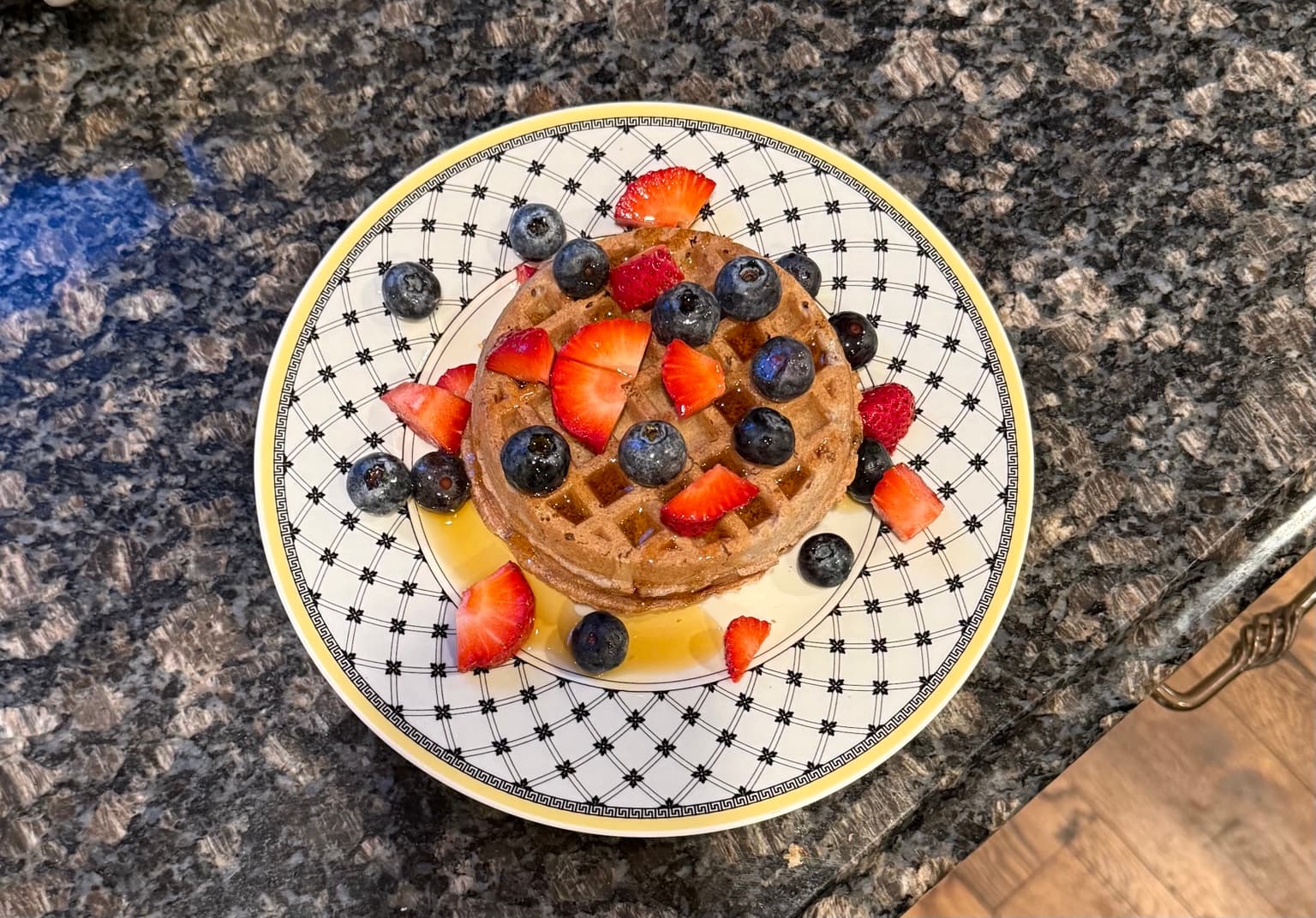 Whole Grain Waffles Berries Maple Syrup