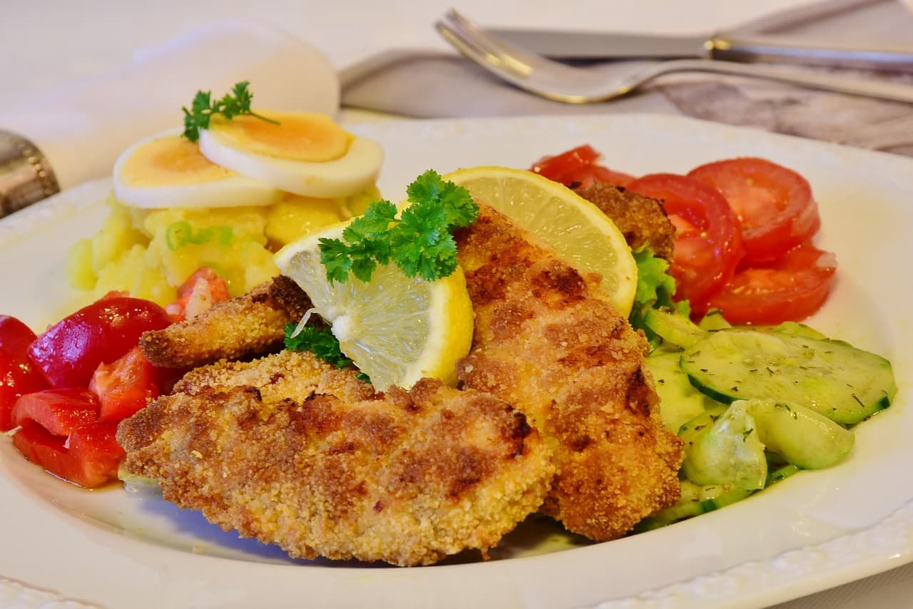 Crispy Chicken Schnitzel with Mushroom Sauce