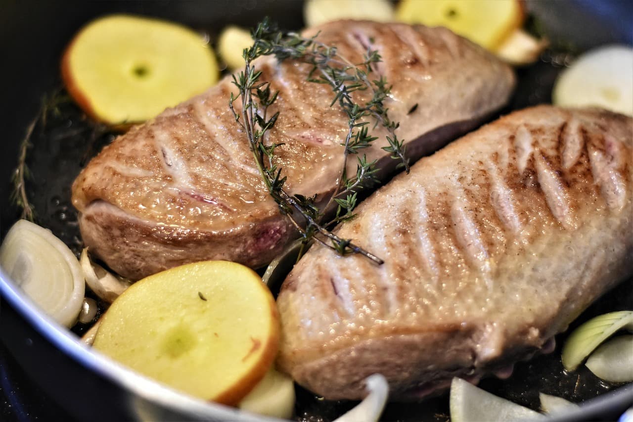 Pan-Seared Duck Breast with Cajun Apple & Onion