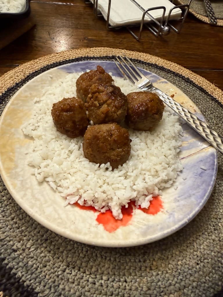 Teriyaki Beef Meatballs with Jasmine Rice