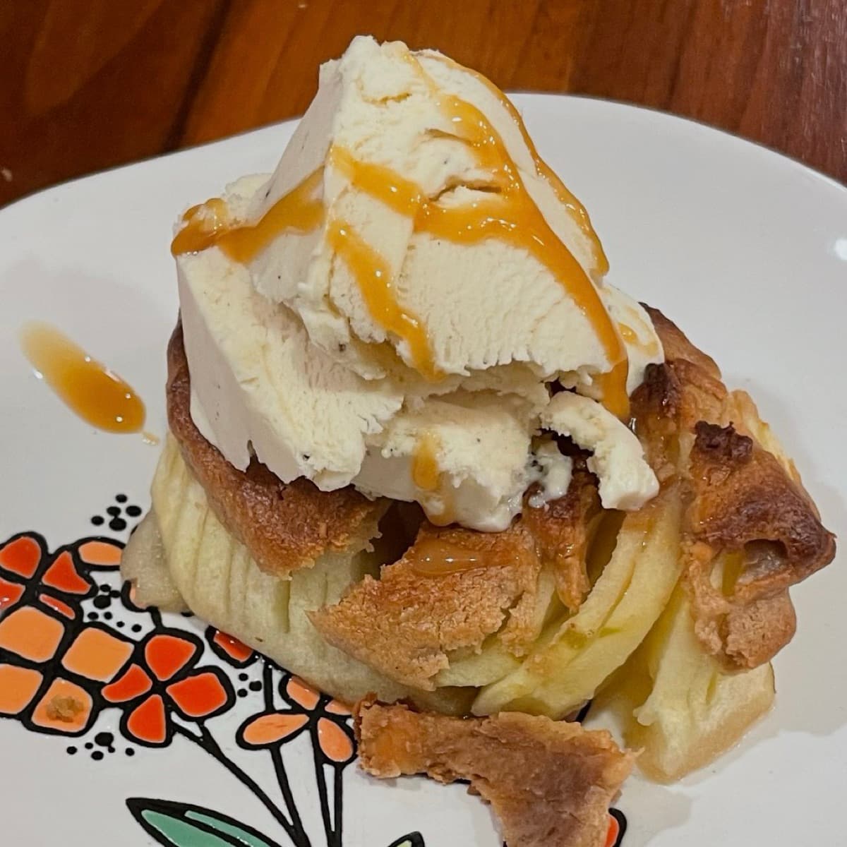 Warm Baked Apple Dessert with Ice Cream