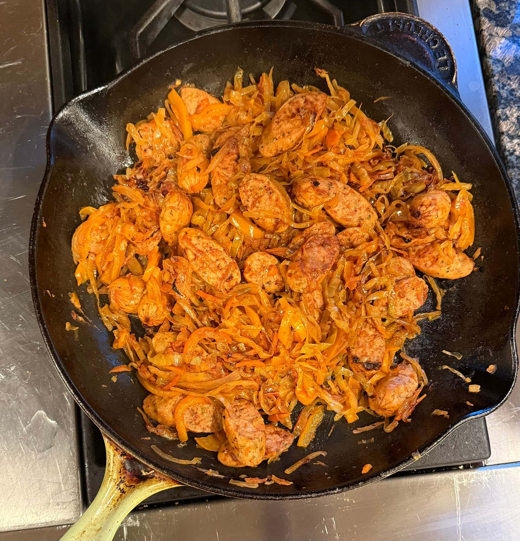 Sausage, Pepper, Onion & Cabbage Skillet