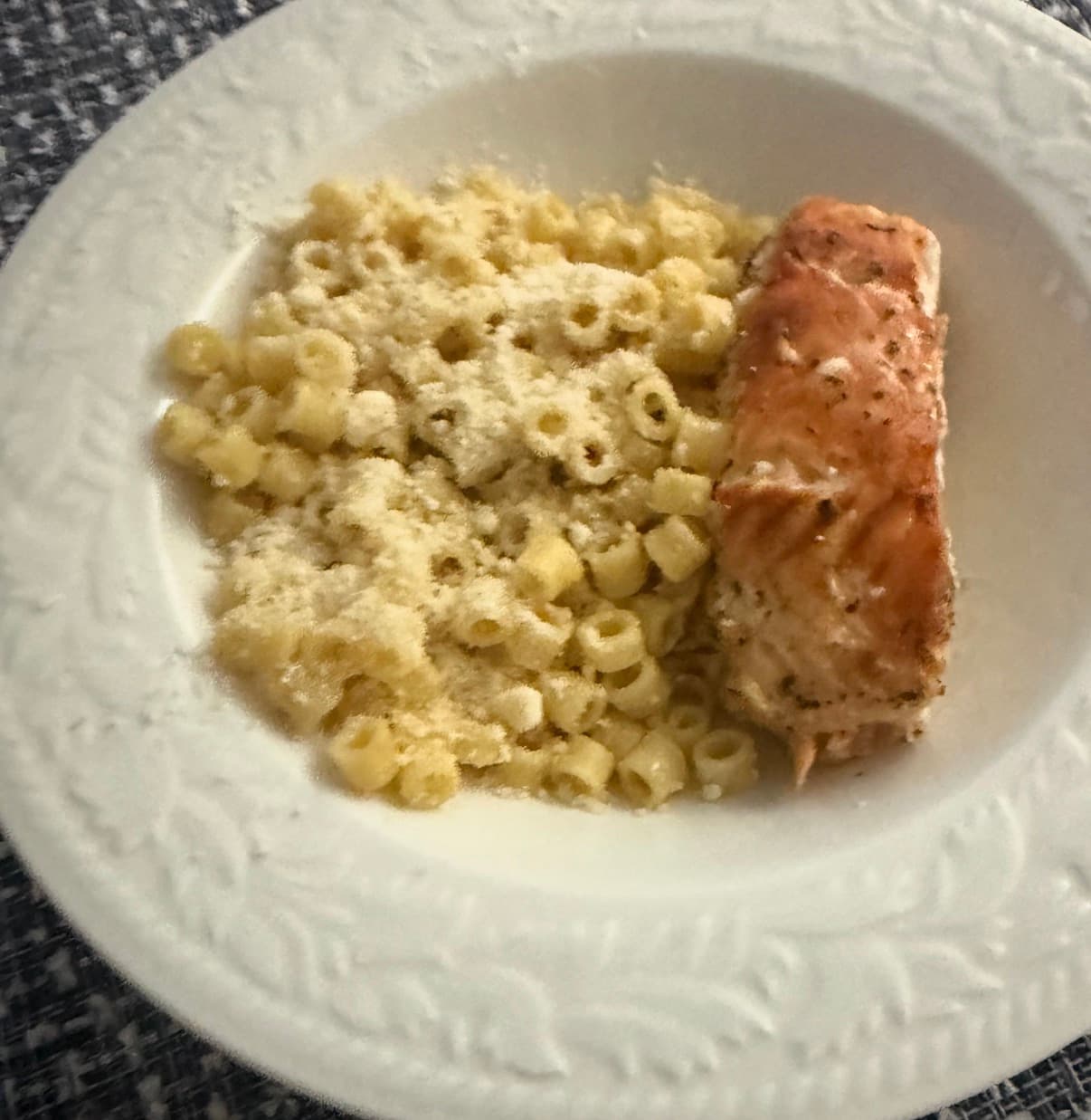 Creamy Ditalini Mac & Cheese with Pan-Seared Salmon