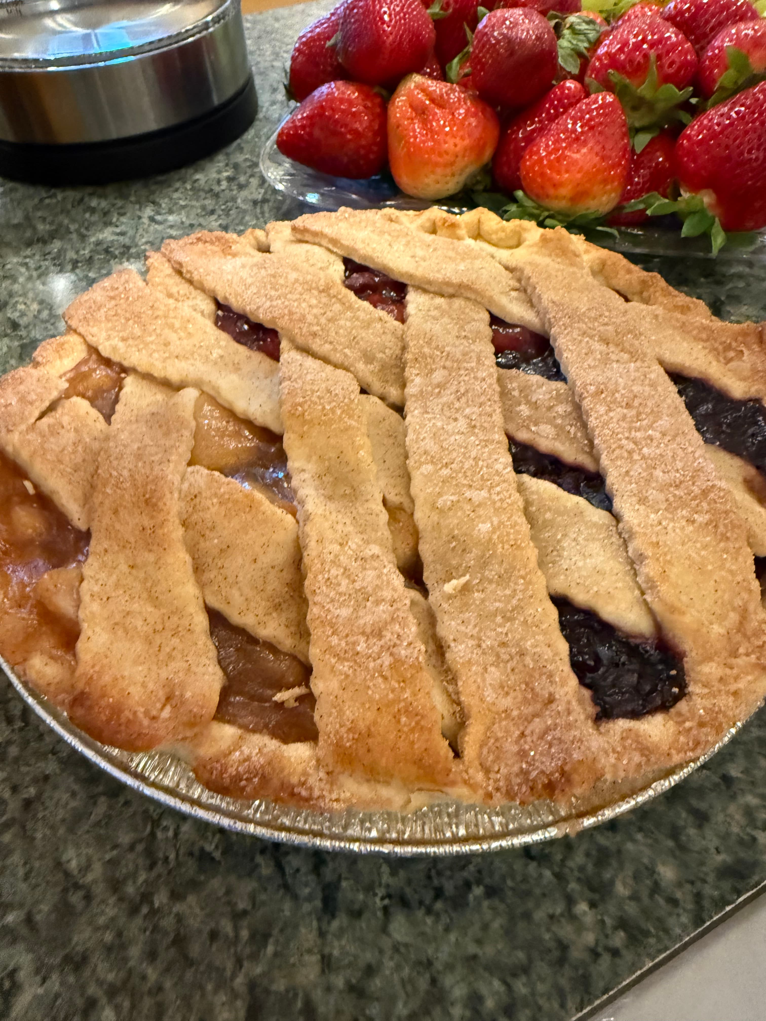 Strawberry & Blueberry Lattice Pie with Cinnamon Sugar Crust