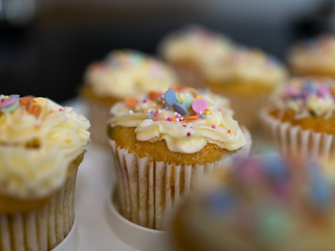 5-Minute Vanilla Cupcakes with Sprinkle Frosting