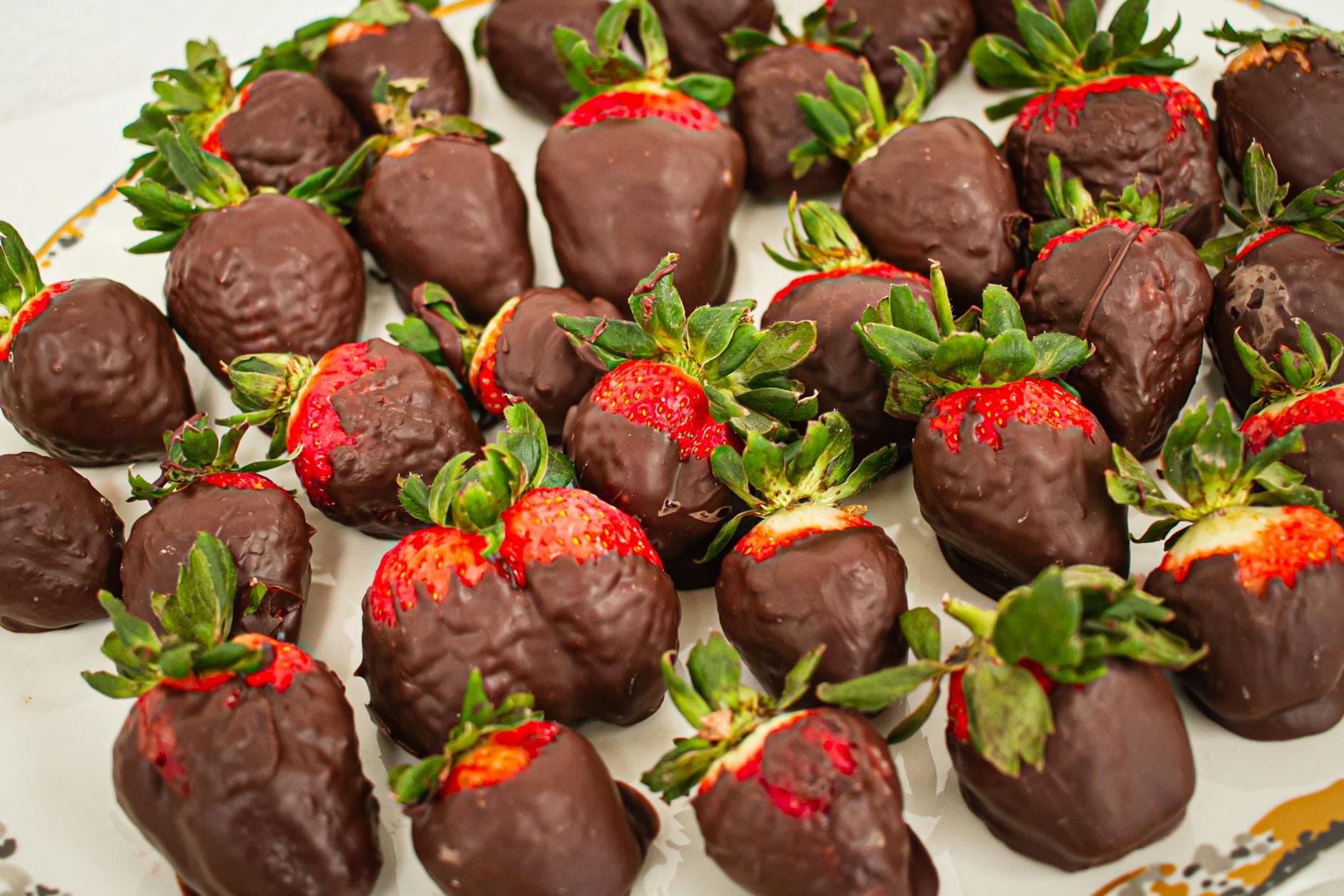 Chocolate-Dipped Strawberries with Gold Leaf