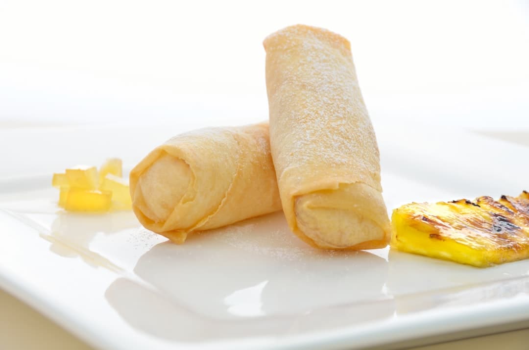 Crispy Boudin Egg Rolls with Grilled Pineapple