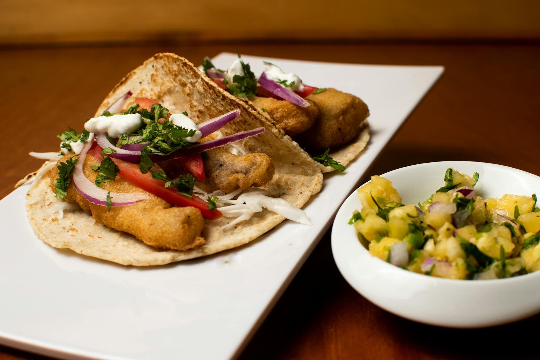 Crispy Fish Tacos with Pineapple Salsa