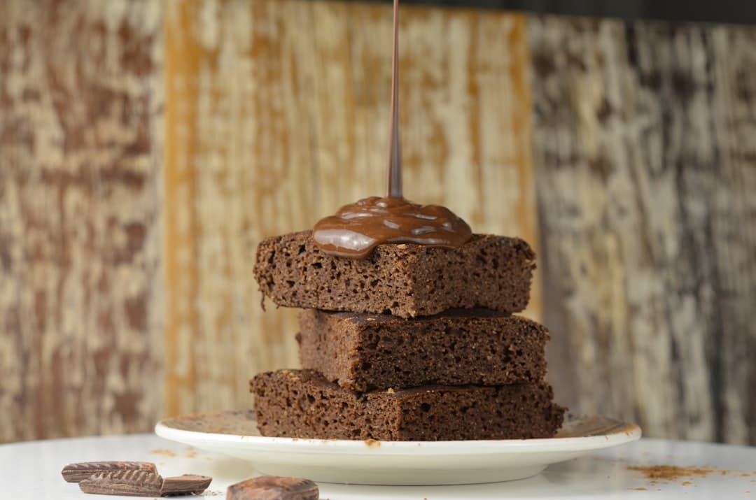 Fudgy Brownie Stack With Chocolate Drip