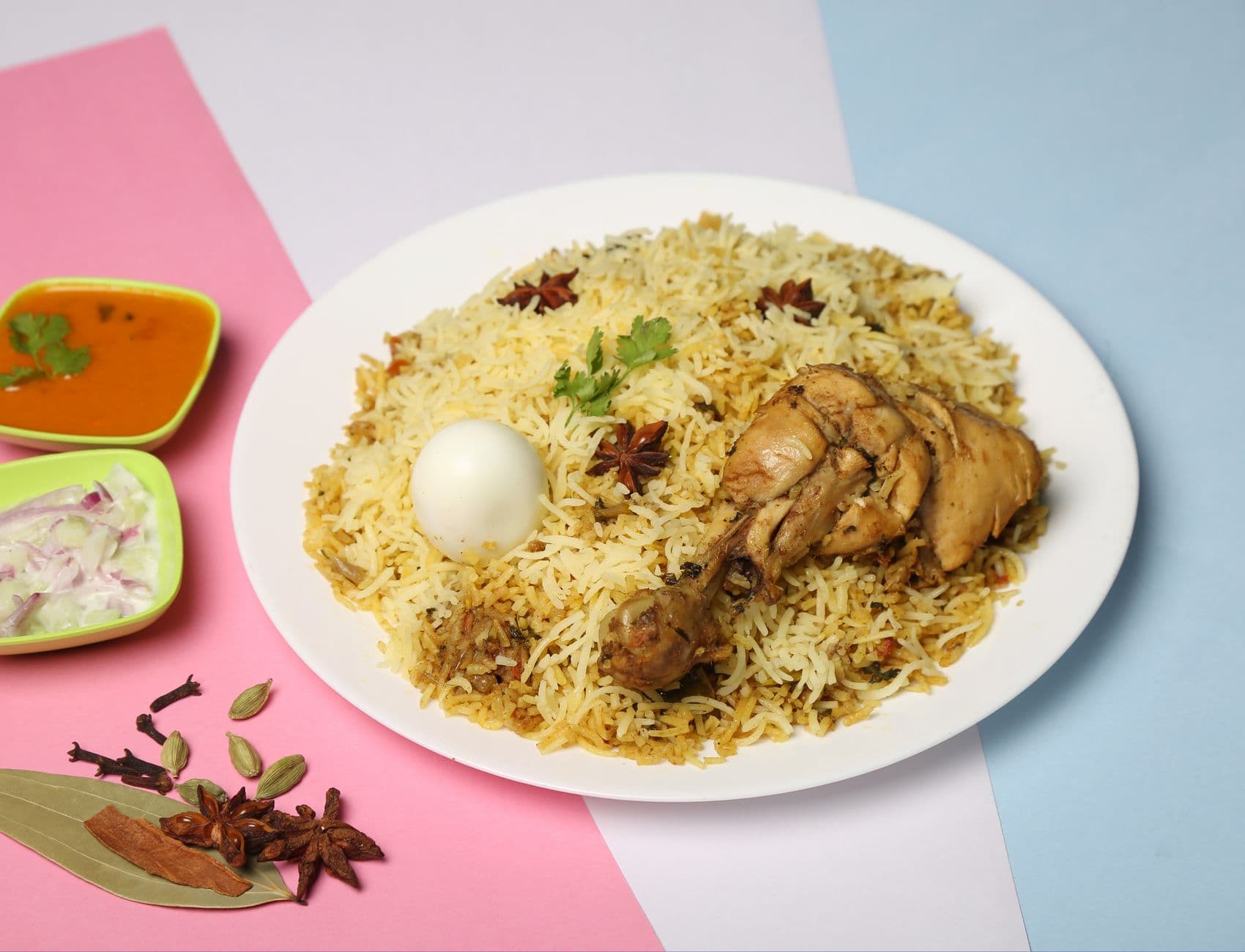 25-Min Spiced Chicken Kabsa with Egg & Raita